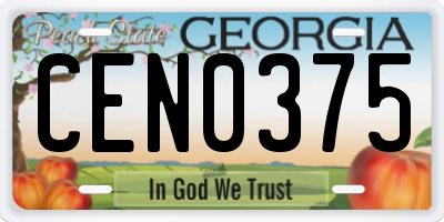 GA license plate CEN0375