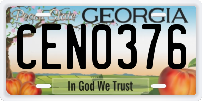 GA license plate CEN0376