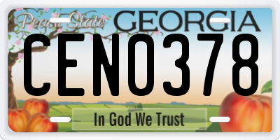 GA license plate CEN0378