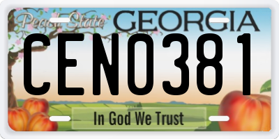 GA license plate CEN0381