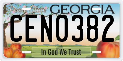 GA license plate CEN0382