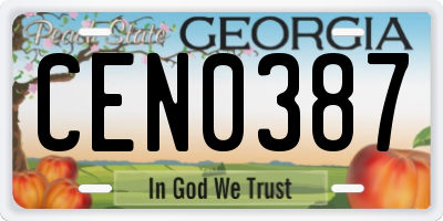 GA license plate CEN0387