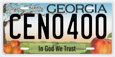 GA license plate CEN0400