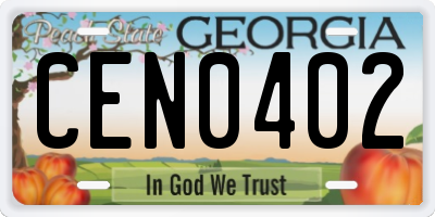 GA license plate CEN0402