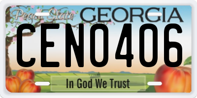 GA license plate CEN0406