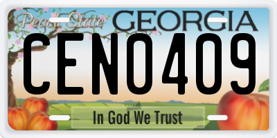 GA license plate CEN0409