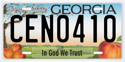 GA license plate CEN0410