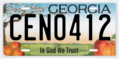 GA license plate CEN0412