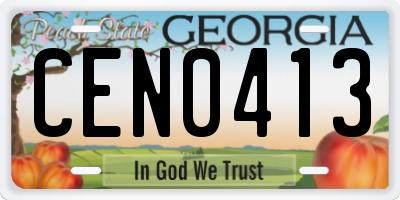 GA license plate CEN0413