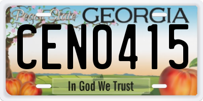 GA license plate CEN0415