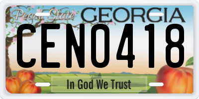 GA license plate CEN0418