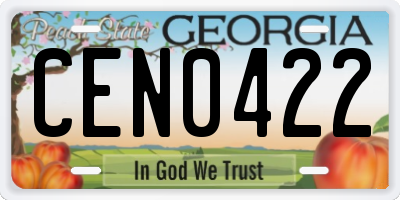 GA license plate CEN0422