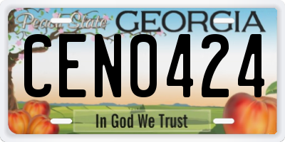 GA license plate CEN0424