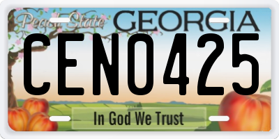 GA license plate CEN0425