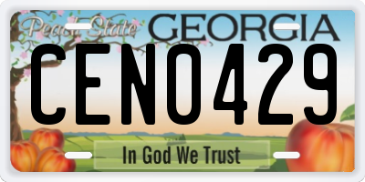 GA license plate CEN0429