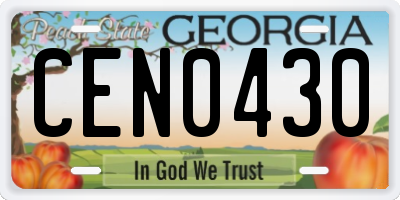 GA license plate CEN0430