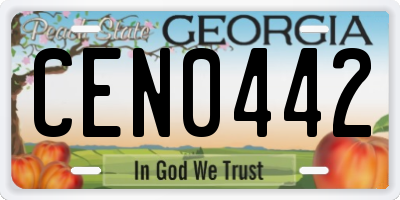 GA license plate CEN0442