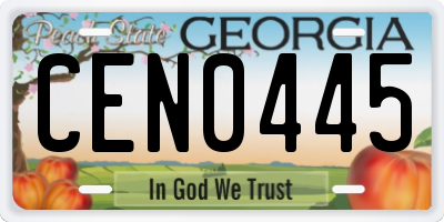 GA license plate CEN0445
