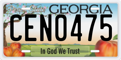 GA license plate CEN0475