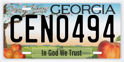 GA license plate CEN0494