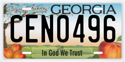 GA license plate CEN0496