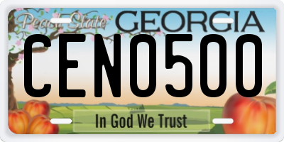 GA license plate CEN0500