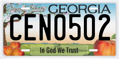 GA license plate CEN0502