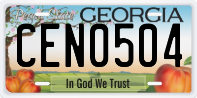 GA license plate CEN0504