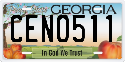 GA license plate CEN0511
