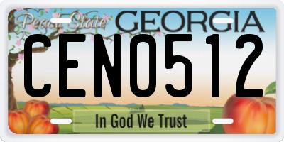 GA license plate CEN0512