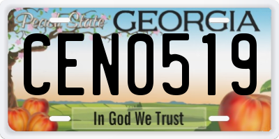 GA license plate CEN0519