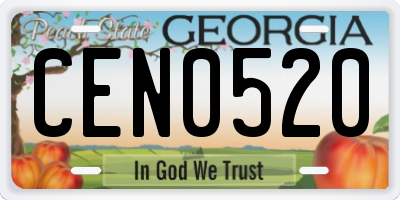 GA license plate CEN0520