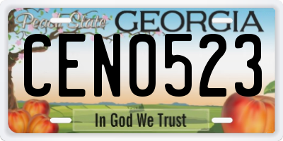 GA license plate CEN0523