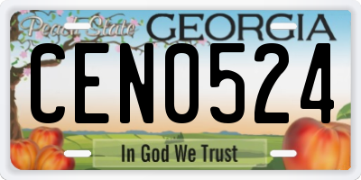 GA license plate CEN0524