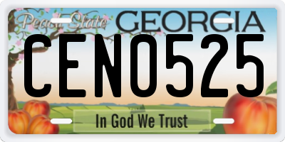 GA license plate CEN0525