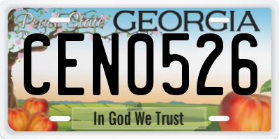 GA license plate CEN0526