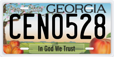 GA license plate CEN0528