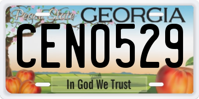 GA license plate CEN0529