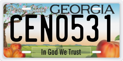 GA license plate CEN0531