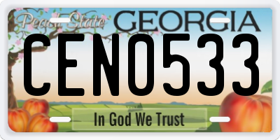 GA license plate CEN0533