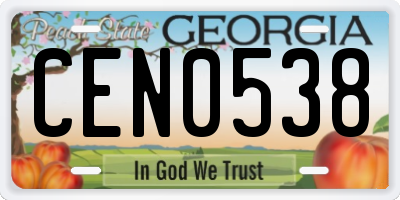 GA license plate CEN0538