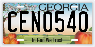 GA license plate CEN0540