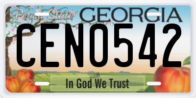 GA license plate CEN0542