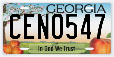 GA license plate CEN0547