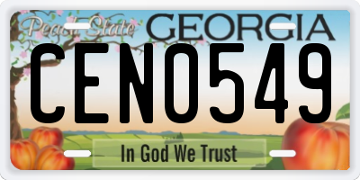 GA license plate CEN0549