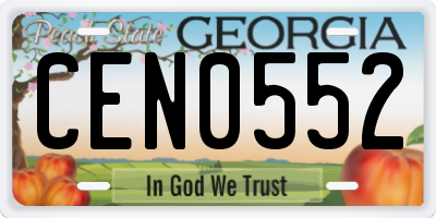 GA license plate CEN0552