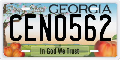 GA license plate CEN0562
