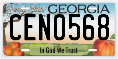 GA license plate CEN0568