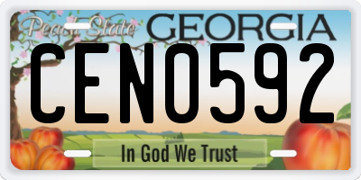GA license plate CEN0592