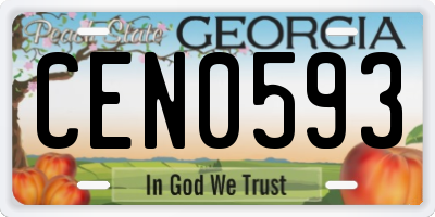 GA license plate CEN0593